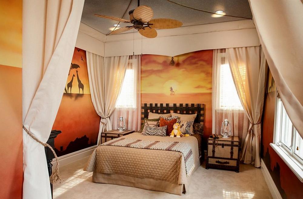 Phòng ngủ huyền bí và thần thoại theo phong cách Vua sư tử.