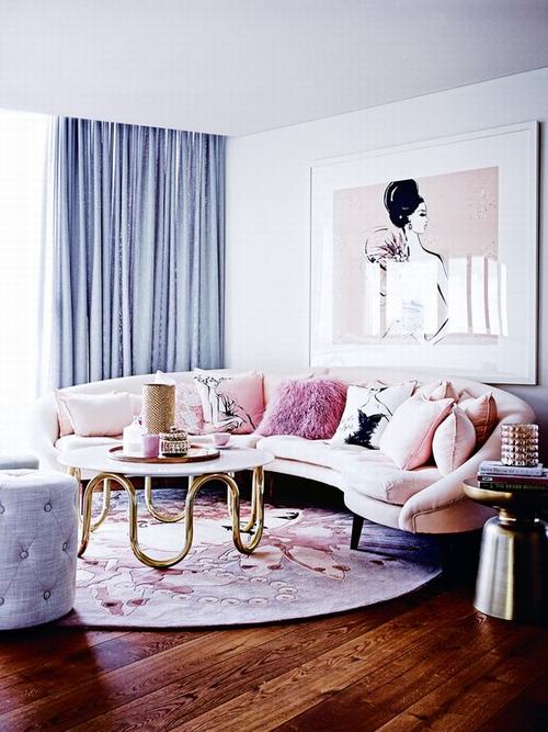 Phòng khách dịu dàng hơn bộ ghế sofa mang gam màu hồng pastel